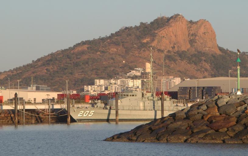 ex HMAS Townsville ( Sept 2018 ) - present moorings with Castle Hill in the background.