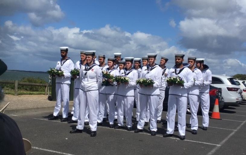 HMAS Cerberus Sailors with Floral Tributes Nov 2022