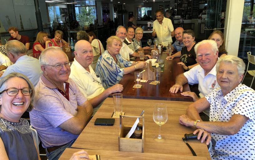 Camaraderie: Sandgate-style! The Sub-Section mainstays who serve up fund-raising sausage sizzles each month outside Bunnings Carseldine gather for a "thank you" luncheon at Shorncliffe's Blue Moon Hotel on Saturday, 1 December 2018.